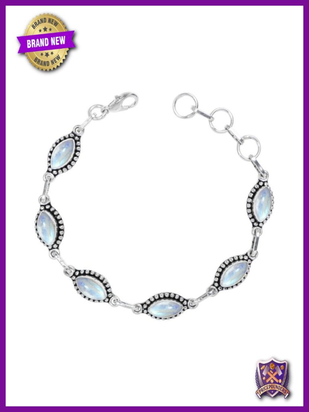 Silver Overlay Link Bracelet Handmade Gemstone Woman Gift